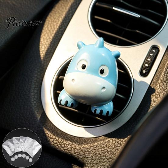 Car Air Outlet Perfume Cute Pet Vent Clip, Elephant/Dog/Lamb/Hippo/Penguin Dashboard Resin Decoration Trim Freshener Diffuser for Auto Interior