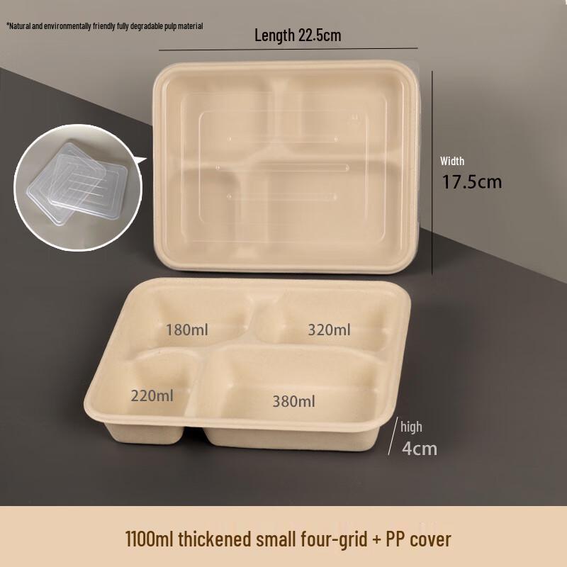 Thickened 1100ml Disposable 4-Compartment Takeout Food Container