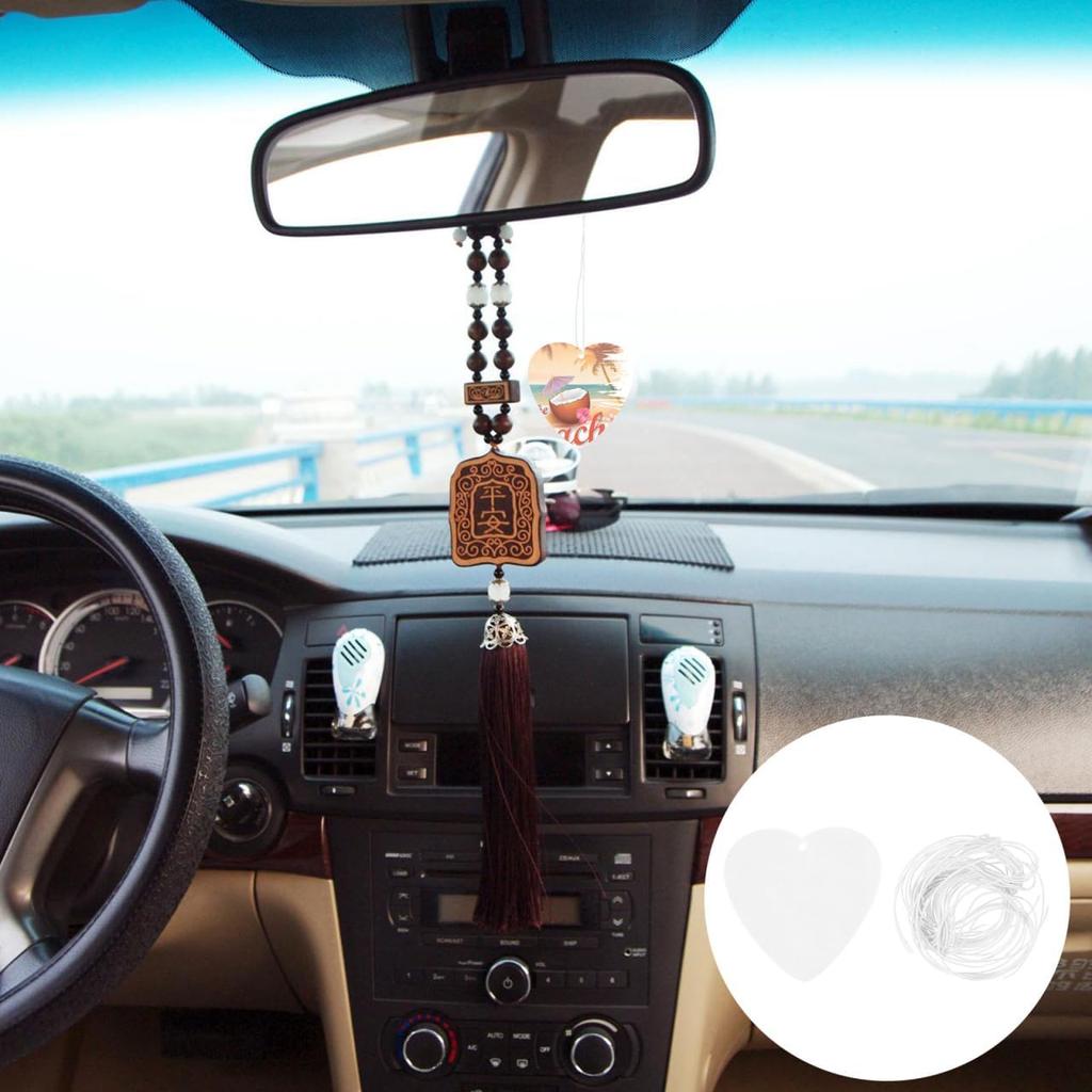 LIFKOME 50 Pcs Heart Shape Sublimation Felt Air Freshener Blanks with Elastic Straps for Diy Car Vent and Home Decoration 3.54 Inch