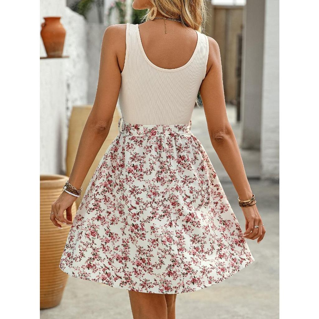 Spring Summer Elegant Color Block Sleeveless Dress Original Design Casual Women's Dress for Foreign Trade