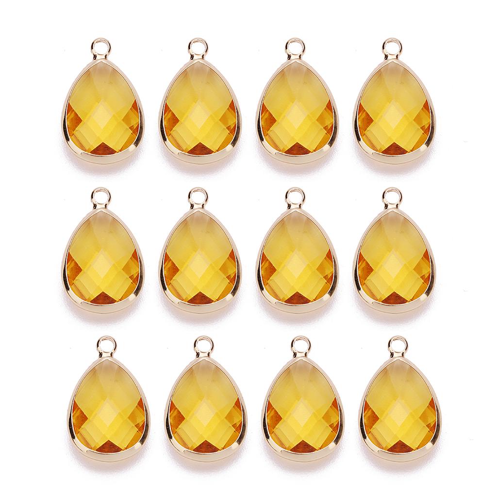 6Pcs Glass Droplet Shape Pendant with Gold Border High Quality Pendant For DIY Necklace Earrings Jewelry Accessories Supplies