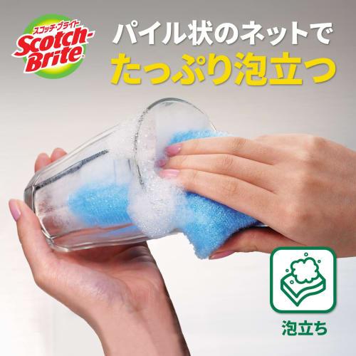 [Exclusive To .co.jp] 3M Sponge Kitchen Non-Scratch Antibacterial Foaming Net Blue 6 Pieces Scotch Brite WNT General Cleaning