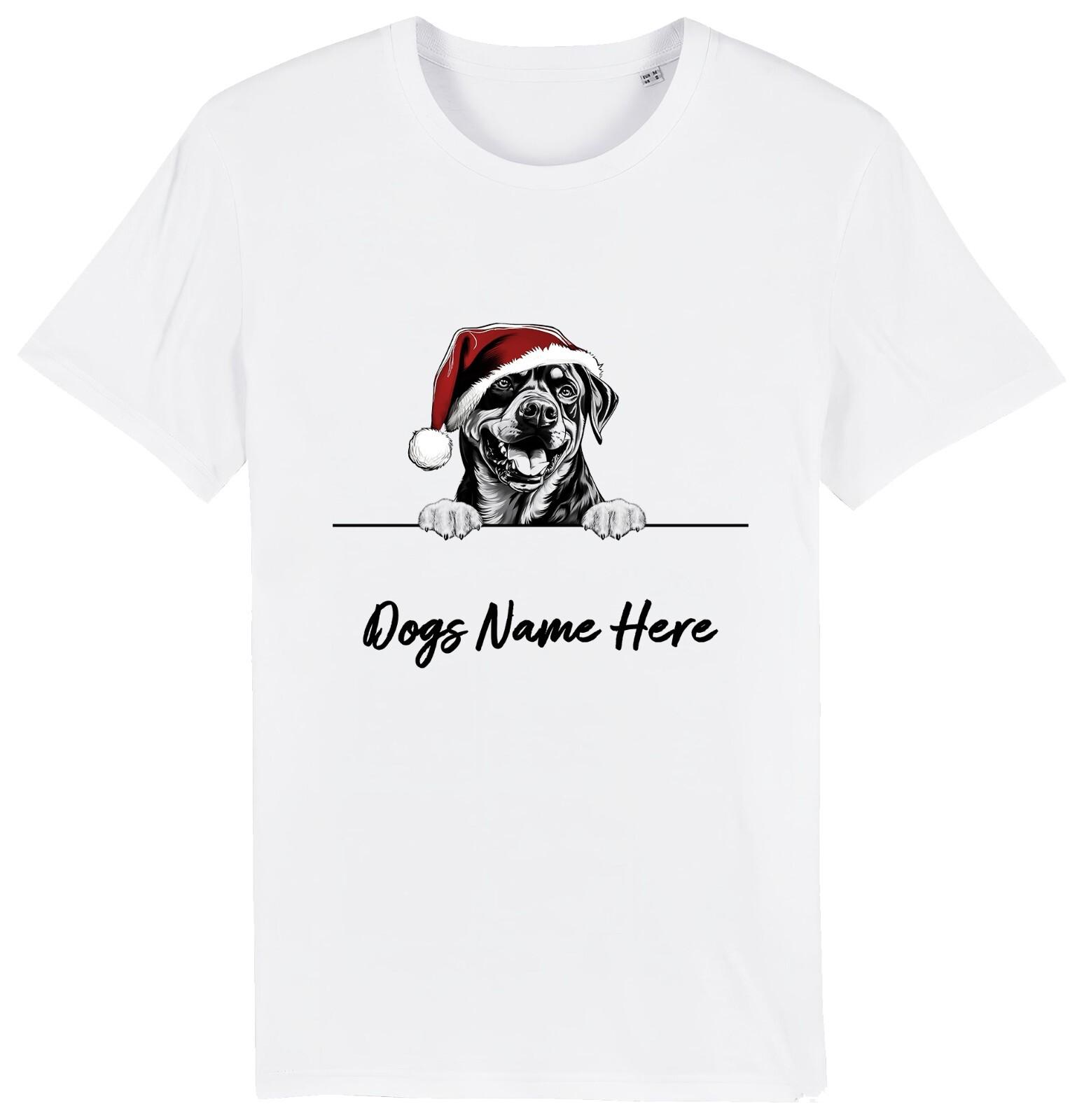 ROTTWEILER Personalised Christmas Dog T-Shirt Mens Womens Tees Top Mens Womens Dogs Name Gift 4XL