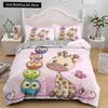 Federa per piumino a forma di giraffa cartone animato King Queen Animali Tropicali Set Biancheria da letto per Bambini Ragazzi Ragazze Adorabile Fauna Selvatica Poliestere Copripiumino