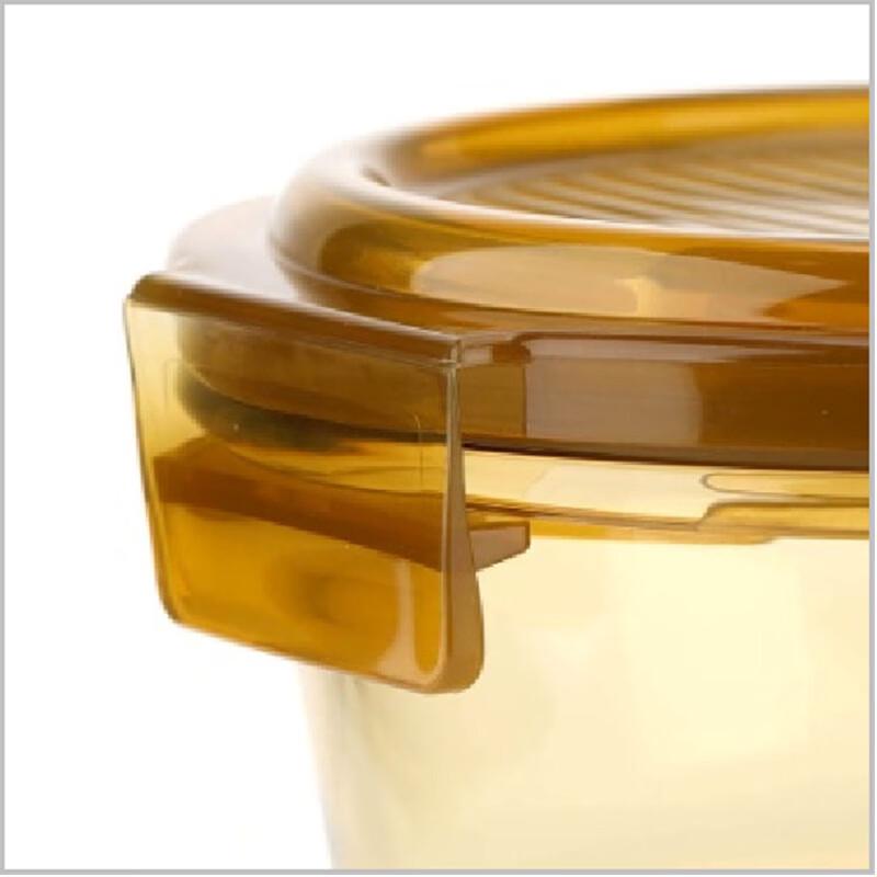 Lock&Lock Amber Round Glass Food Container