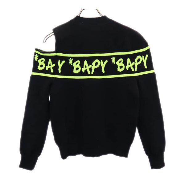 BAPY BY A BATHING APE Long Sleeve Asymmetry Knit XS Black Open Shoulder Women Used