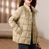 High-end white duck down short down jacket women's winter fashion stand-up collar small warm jacket Pinghu