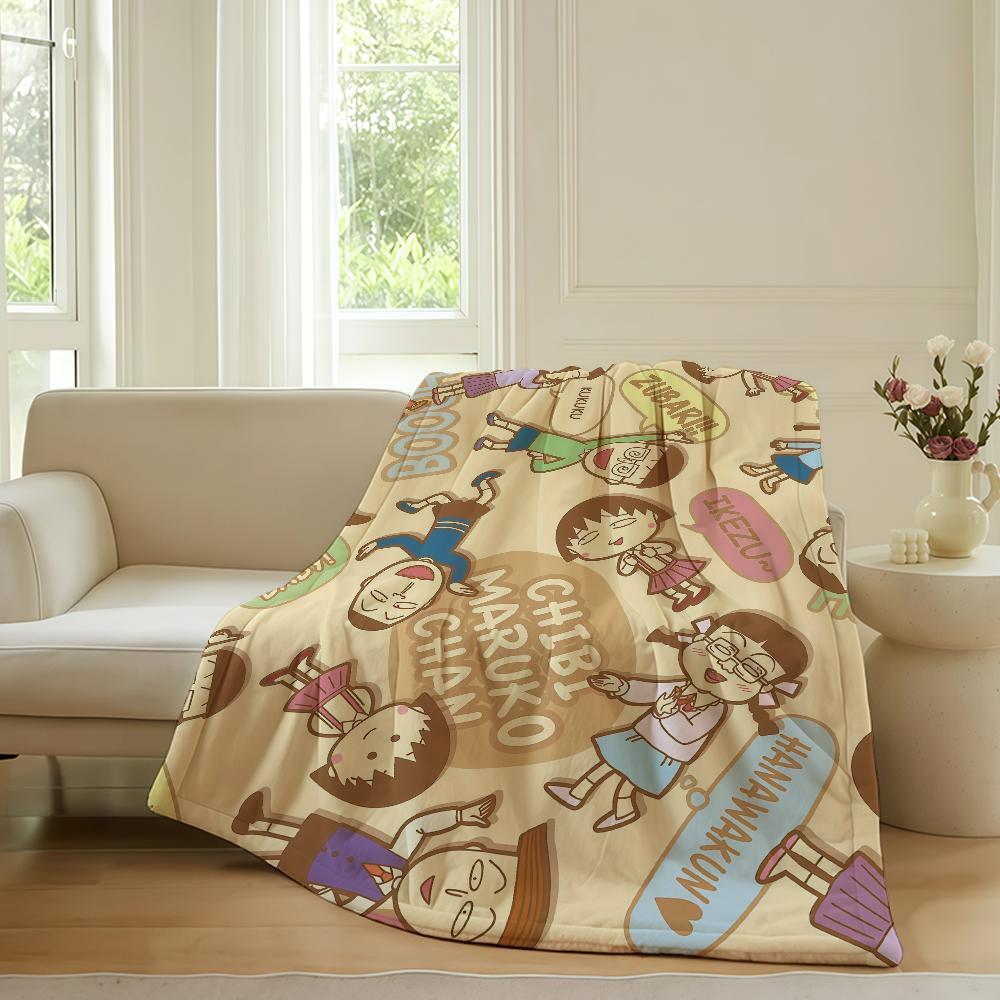 Anime Chibi maruko chan Blanket For Sofa Office Bed Plane Travel Sleep Read Relax Camping Soft And Warm