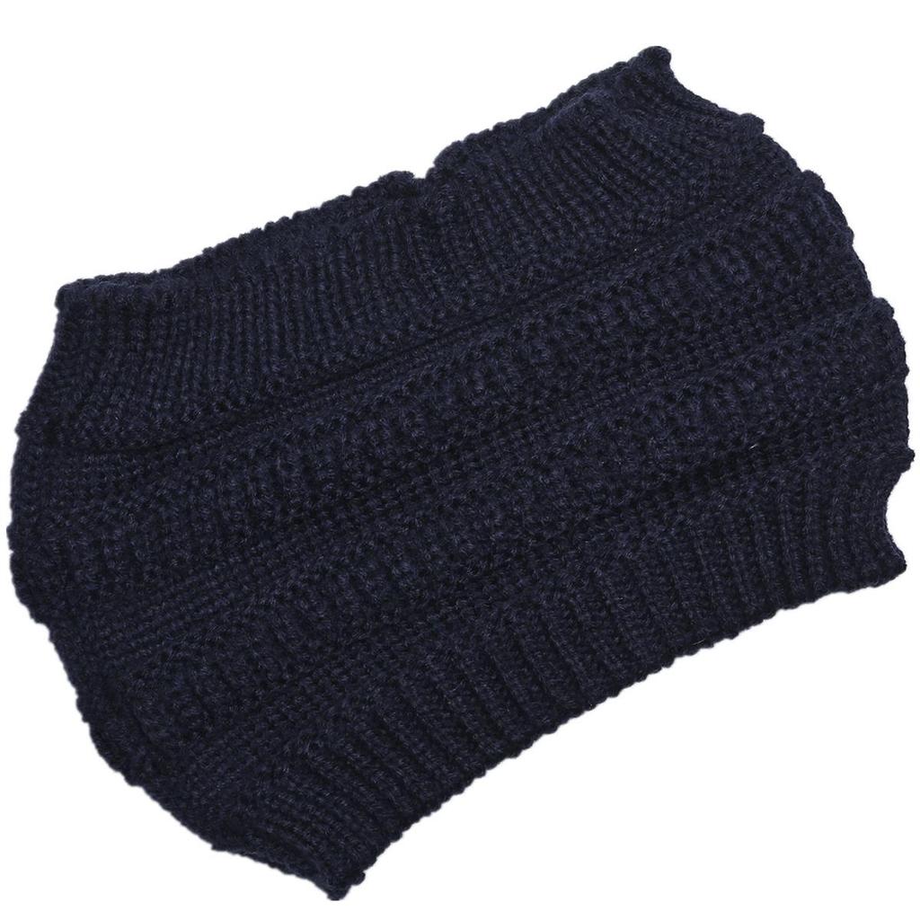 1pc Solid Knit Hat Autumn And Winter Ladies Knitted Headband Widened Face Wash Head Cover Empty Top Ponytail Wool Hat