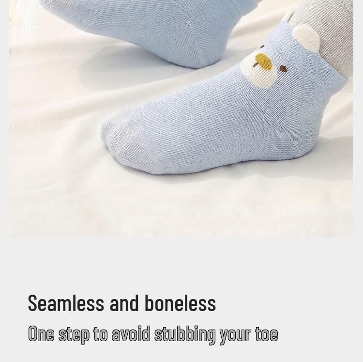 Cartoon Baby Socks - Pure Cotton, Antibacterial, Seamless, Loose Cuff, 3D Ears, Autumn Style for Boys
