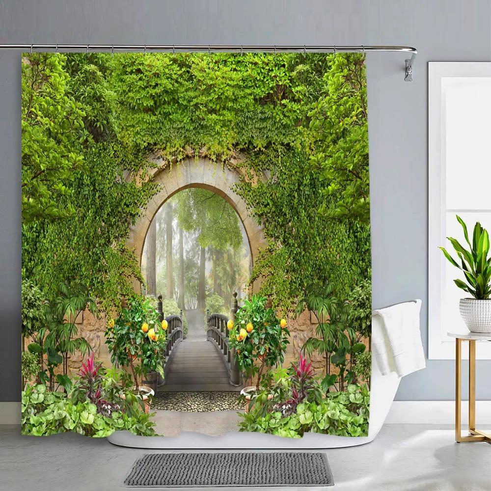 

Old Door With Flowers In Verona Italy Shower Curtain Outdoor Street Garden Landscape Polyester Shower Curtains Bathroom Decor 90x180cm-35x70in