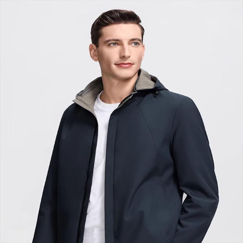 ROMON Men's Reversible Jacket with Removable Hood