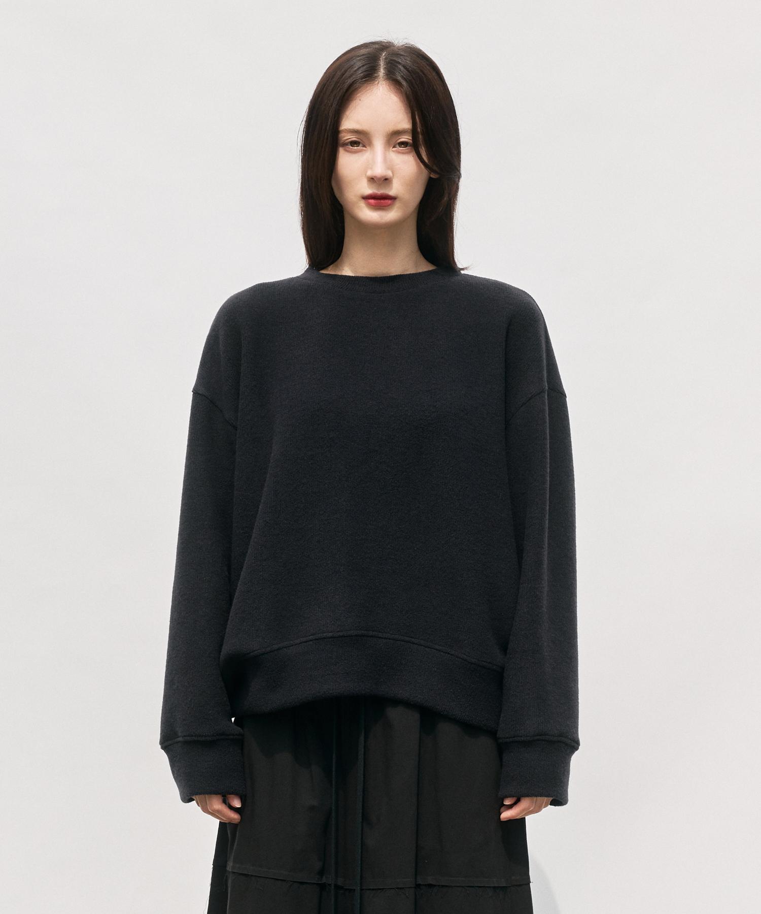 Monophobia Fluffy Round Neck Sweater Black Black