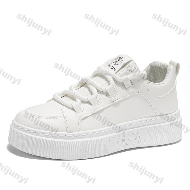 Fashion Men's White Sports Shoes 2025 Spring New Non Slip Platform Sneakers Comfortable Fashion Lace Up Height Increase Casual Shoes