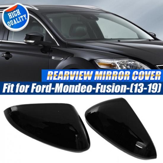 For 2013-2019 Ford Fusion Gloss Black Side Rearview Mirror Cover Cap Replacement