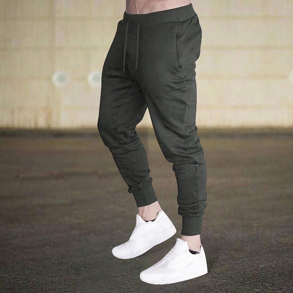 Men's Running Trousers Multi-pocket  Small Feet Slim Tooling Casual Trousers