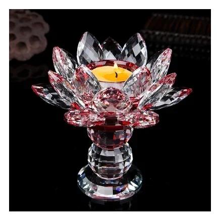 Household Colorful Crystal Lotus Candlestick, Butter Lamp Holder, Buddha Offering Lamp, Interior Decoration, Buddha Hall, Prayer