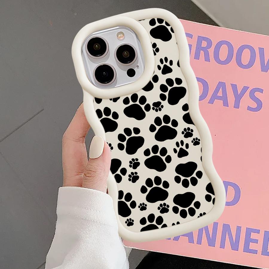 Cute Pet Paw Prints Soft Phone Cover Case for iPhone 11 8 16 Pro Max 14 15 Plus 12 XR 17 Air 13