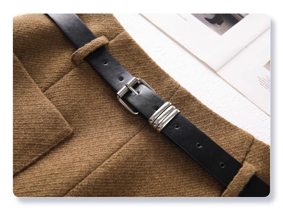 2024 Women's Woolen Bodycon Midi Skirt - Spring/Autumn Slimming Slit Design