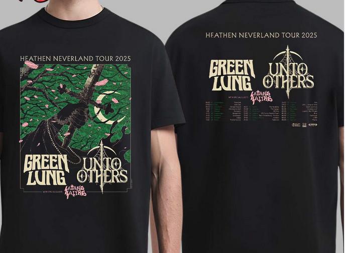 Green Lung And Unto Others And Satans Satyrs Heathen Neverland Tour 2026 T-Shirt XL