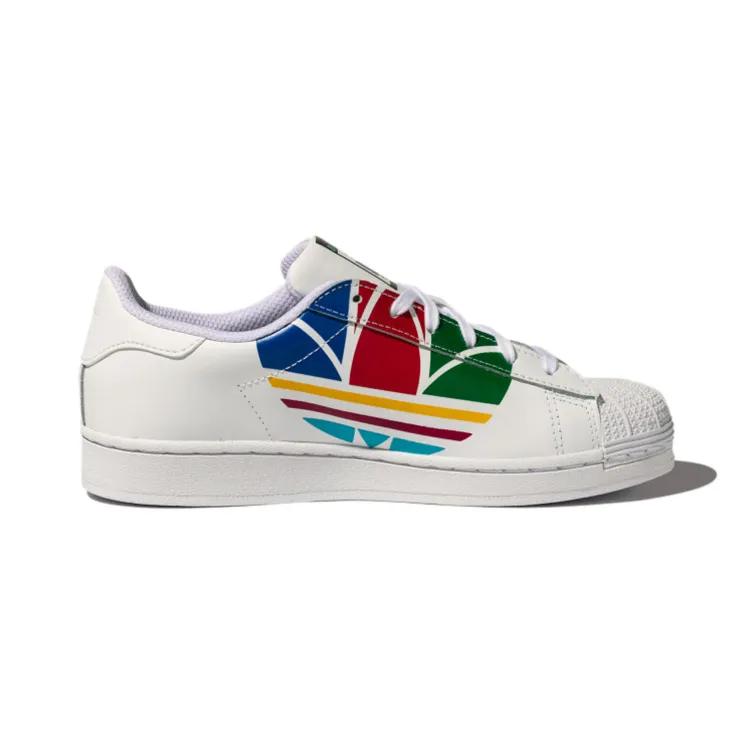 Adidas Superstar Pure J 'Colorful Trefoil - Cloud White' (Unisex) Cloud White / Red / Blue Kids' Skateboarding Shoes FW4008