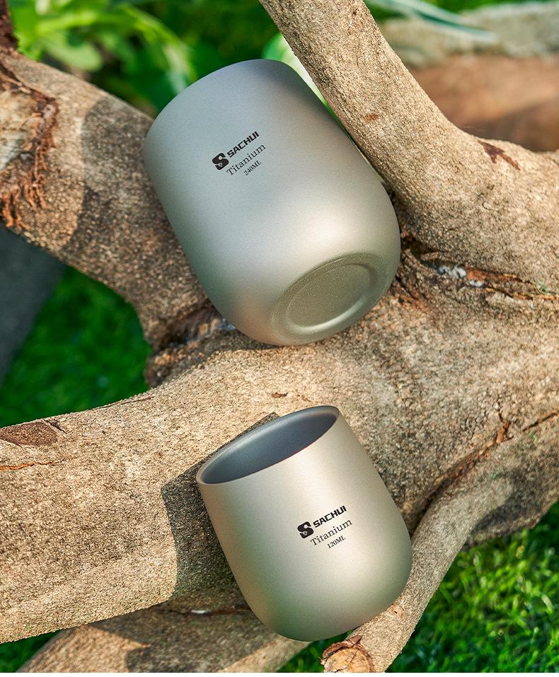 Ultralight Double-Layer Titanium Cup for Camping and Office