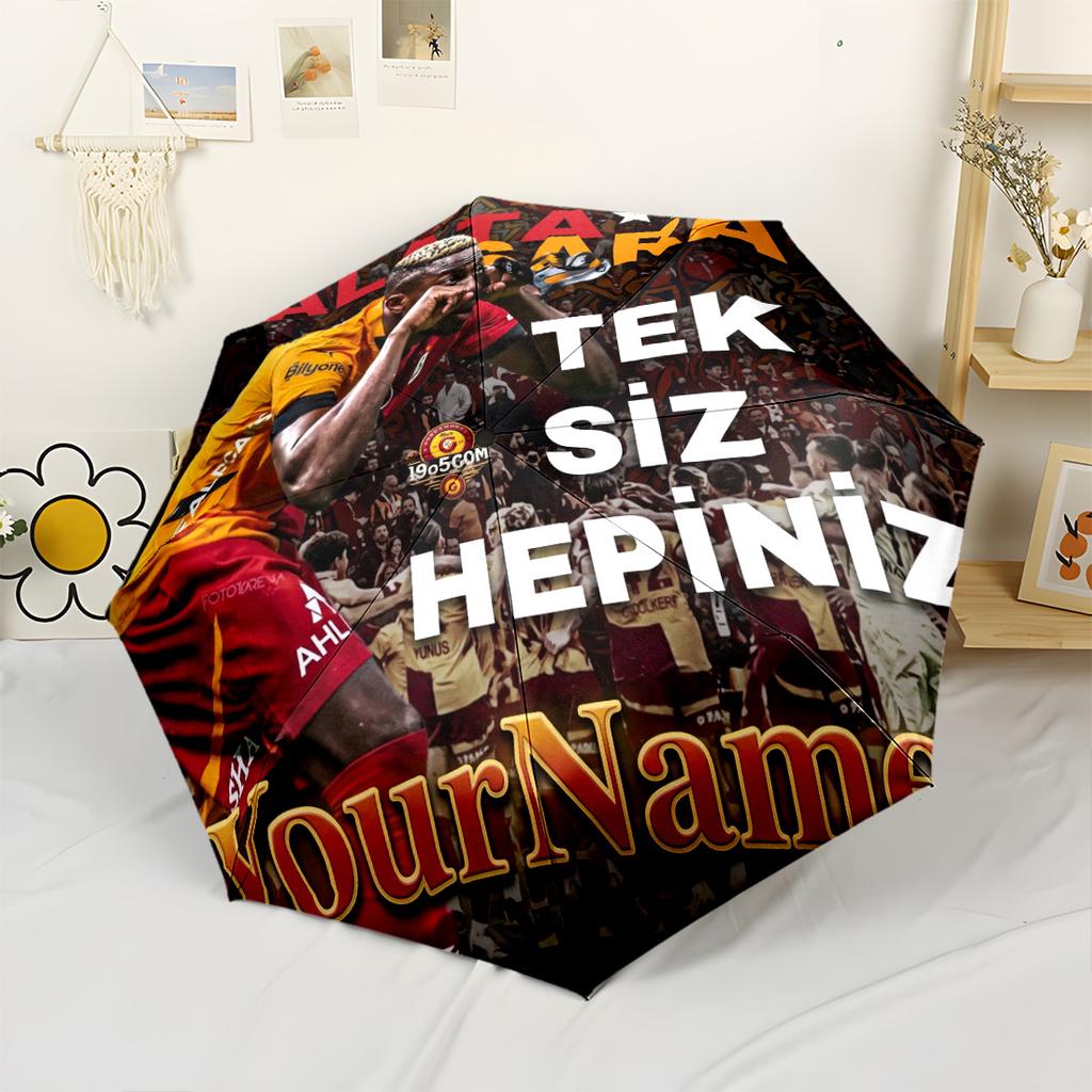 Galatasaray1 Personalized Name Umbrella Automatic Umbrella Compact 8-Rib Lightweight Durable Plastic Iron All-Season Umbrella for Travel Fashion Lover
