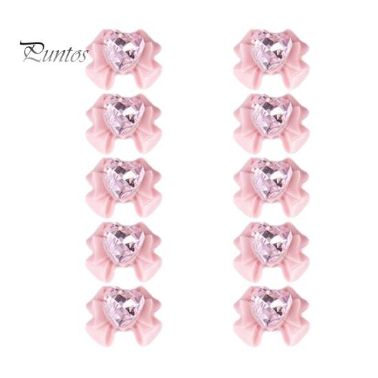 10 ks DIY dekorace na nehty 3D umělý křišťál srdce na růžové mašličce Kamínky na nehty kamínky na telefon Pouzdro na telefon Dekorace Příslušenství Potřeby na manikúru