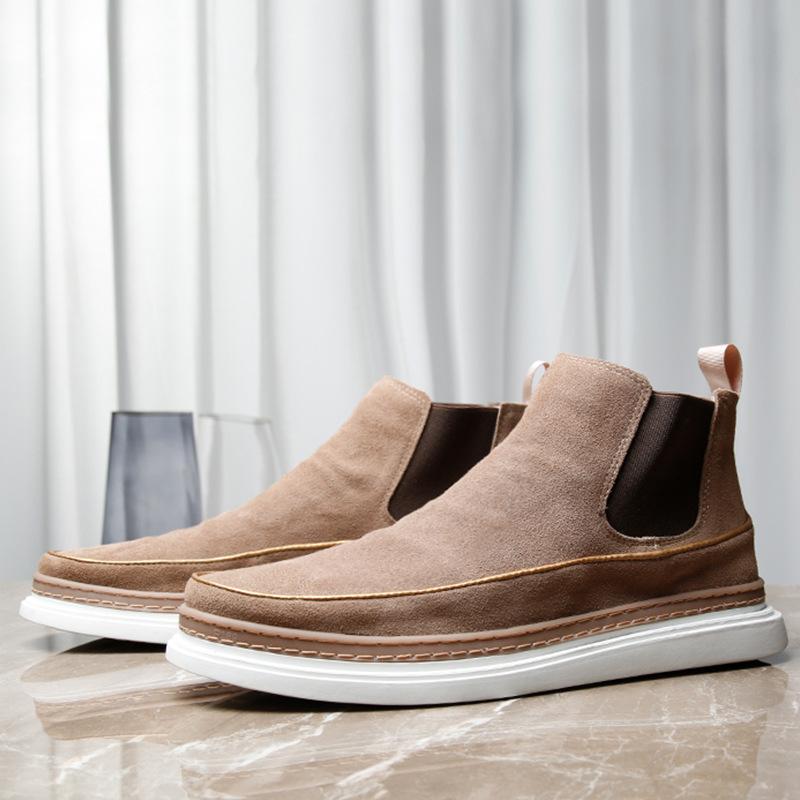 2025 direct supply winter new velvet Chelsea boots men's leather short boots British frosted Martin boots