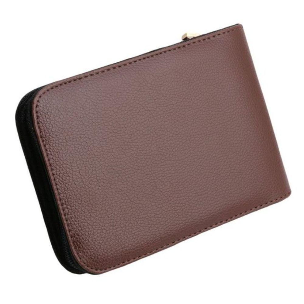 Faux Leather Pen Storage Box Roller Pen Holder Pen Container Bag Pens Zipper Case Fountain Pen Case