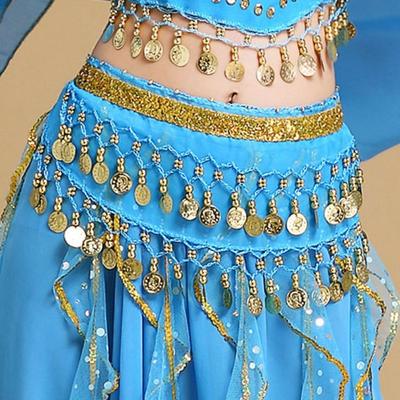 Metal Coins Waist Chain Chiffon Unisex Belly Dance Hip Scarf Indian Dance Belt Performance Costumes Dacning Waist Belt Chain