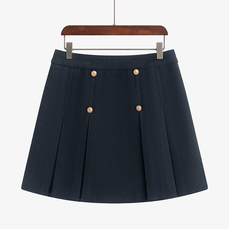 

Женская элегантная трапециевидная юбка в стиле колледжа большого размера, Зима 2025, Универсальная короткая юбка, облегающая бедра, NQ1275 XXXL (80-90 kg) темно-синий