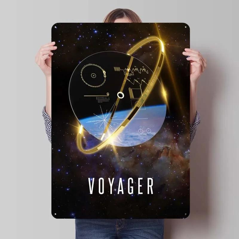 Voyager 1 Zlatá deska Kovové cedule Vesmírné plakáty Dekorace do domácnosti Plechový cedule Tabulka pro výzdobu nástěnného umění Dekorace herního pokoje