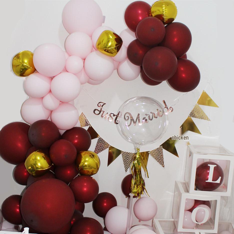 Double Layer Cherry Red Latex Balloons, 5-18 Inch, for Festive Wedding Decorations