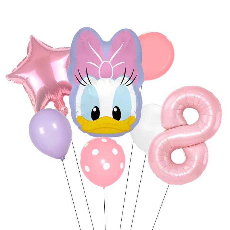 Cartoon Donald Number Duck Daisy Aluminum Film Balloon Set Spherical DIY Birthday Arrangement Party Decoration Balloons Kawaii