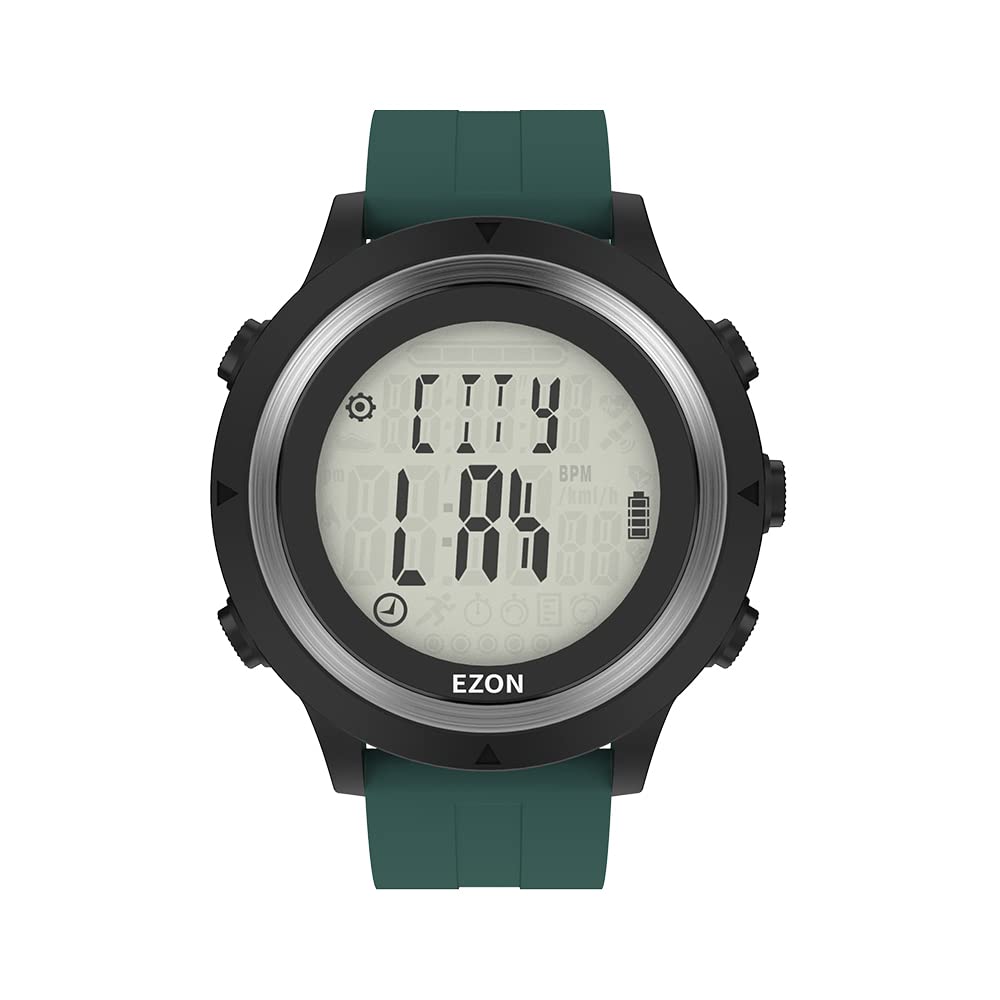 EZONT909 Running Watch with GPS, Optical Heart Rate Monitor, Pedometer, Waterproof, and Lightweight Digital Watch (Green)