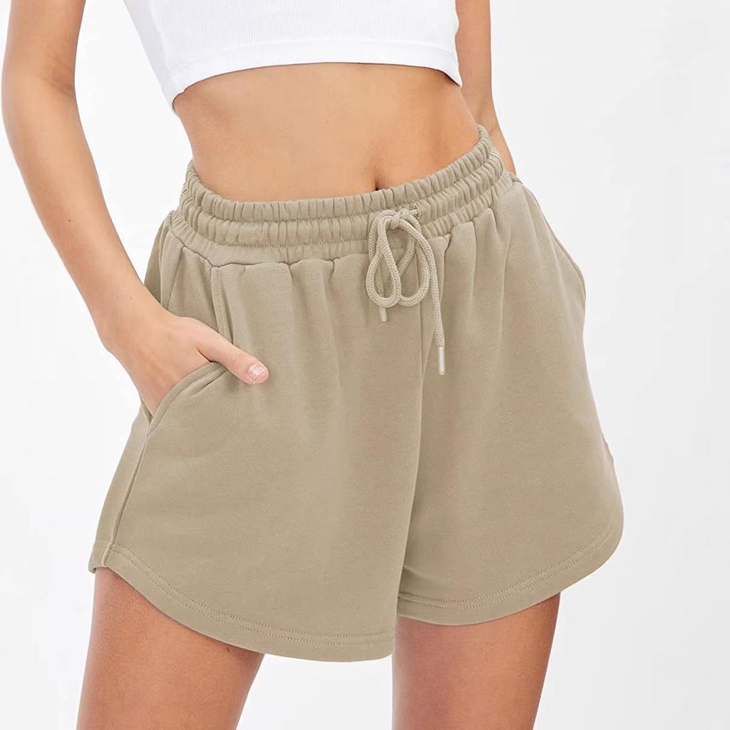 Grenzüberschreitende unabhängige Station Amazon Mode Damen Sportshorts lässig locker Sommer mittlere und hohe Taille einfarbige Shorts Damen