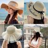 Summer Bow Sun Hat Female, Seaside Beach Vacation Sun Hat Outdoor Big Brim Sun Hat Sweet Straw Hat