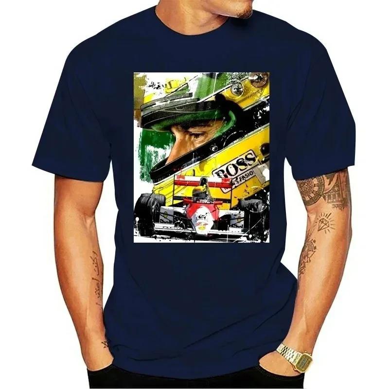 Fashion Top Tee Mens Womens AYRTON SENNA ARTWORK Oversized T SHIRT Print T Shirt Men Cotton Tshirt Summer Brand Teeshirt Euro Size