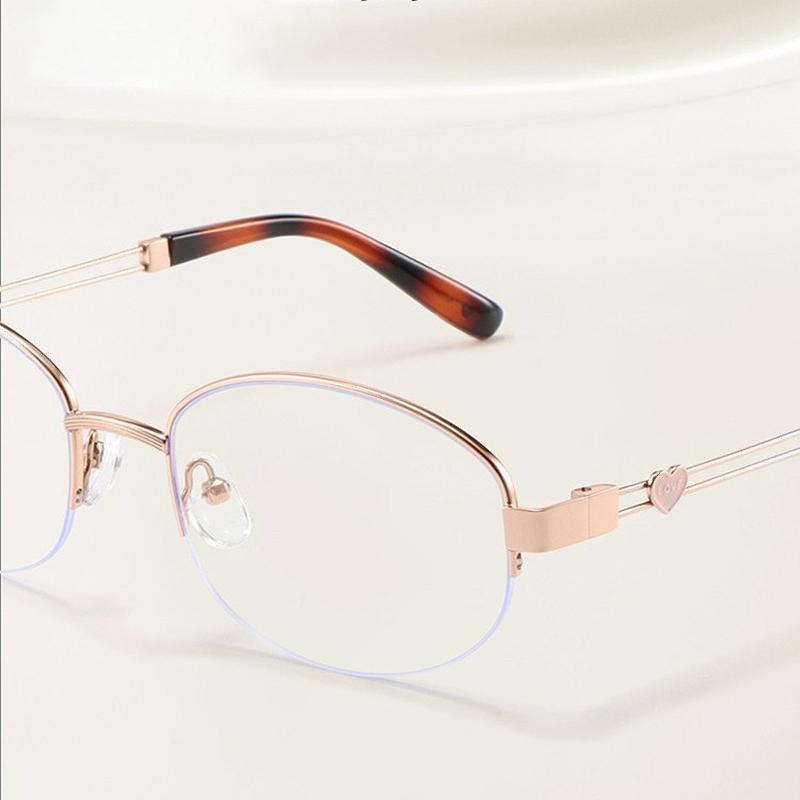 New Luxury Design Titanium Glasses Frame Elliptical Semi-Rimless Elegant Eyeglasses Retro And Fashionable Women's Eyewear