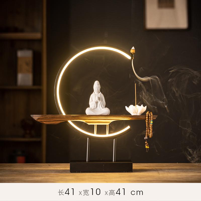 Bodhisattva Guanyin Buddha Socha Ozdoba Keramika Porcelán Zpětný Kadidelník Buddha DOMOV Svatyně oltář FENG SHUI Socha