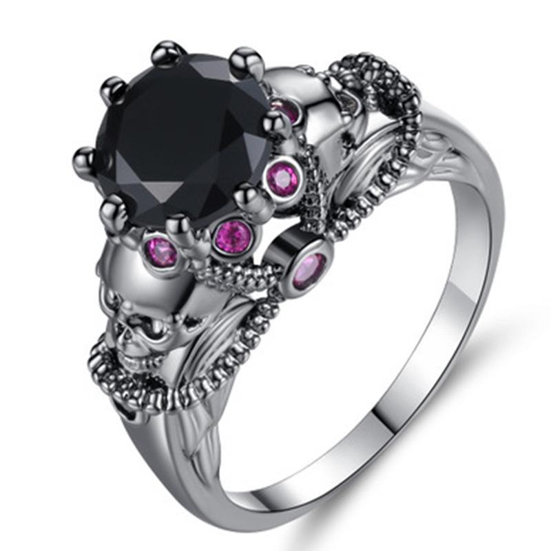 Creative Skull Ring With Diamond Colored Zircon Ring Women S Style Hand Jewelry no. 5