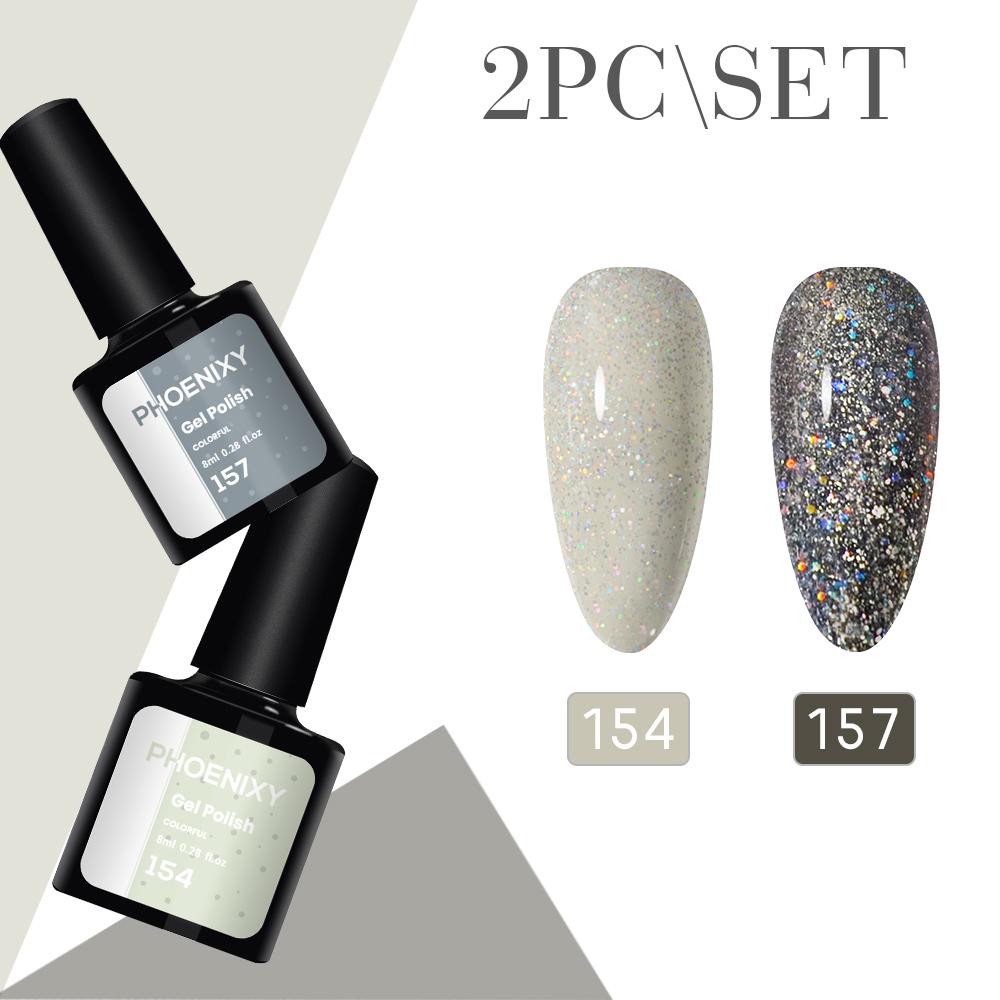 PHOENIXY Gel-Nagellack-Set, 2-teiliges Farben-Nagellack-Soak-Off-Gel-Set, reines Farbgel für Nail-Art-Design