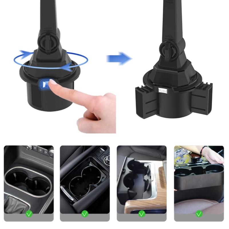 360° Rotatable Adjustable Car Cup Holder Stand For Pad Phone 11-22cm Devices Stable Mounting Easy Setups