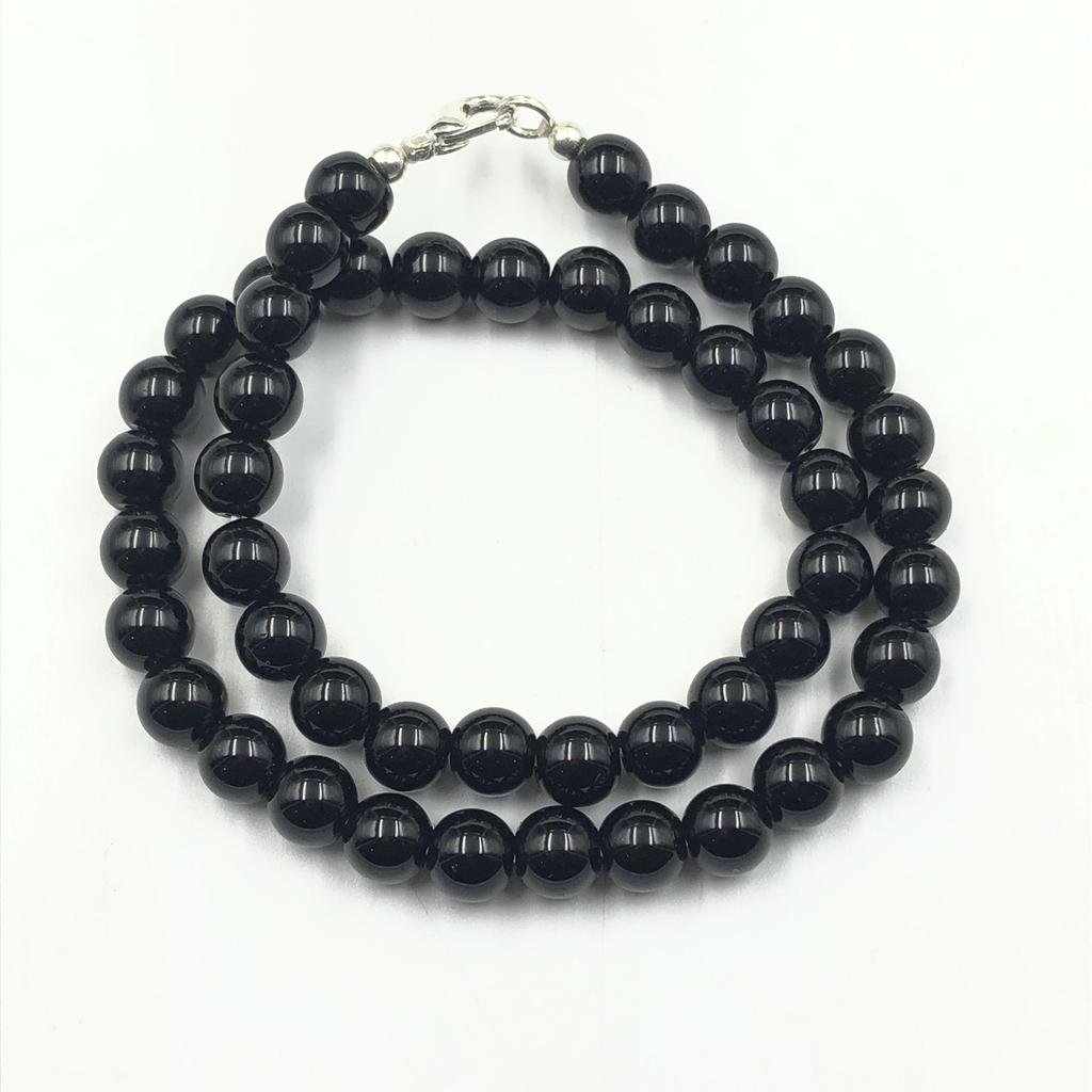 8mm Prírodný Čierny Turmalín Drahokam Okrúhle Korálky Šperky Ručne Vyrábaný Čierny Kameň Náhrdelník 17-20" Pekné Korálky Choker Pre Ženy 8BN-95