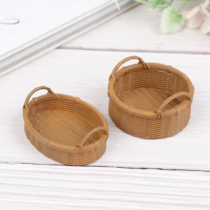 1:12 Dollhouse Simulation Miniature Resin Fruit Bread Food Basket Storage Basket Figure Toys High Quality Durable