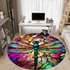 1PC Stained Glass Dragonfly Office Round Area Rug,  Mat Suitable ForOffice, Under Office Chairs Bedroom Living Room Home Decor, Room Deco
