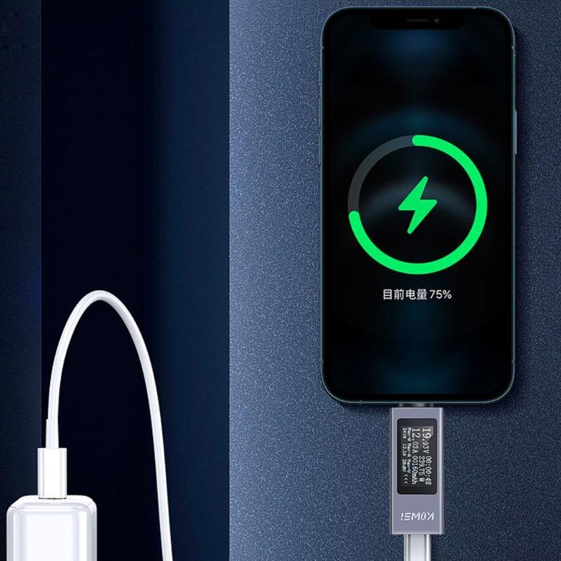 KOWSI Voltage Current Tester USB C Meter Tester Voltmeter Ammeter Detector USB C Charging Detector LED Display Portable