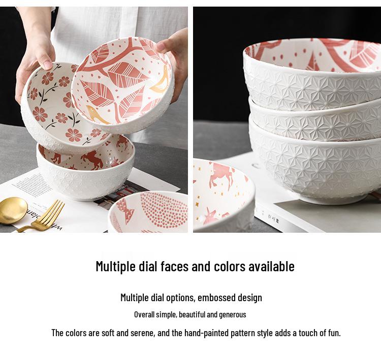 6-inch European Style Underglaze Ceramic Bowl for Salad, Soup, Rice, or Instant Noodles - Free Shipping
