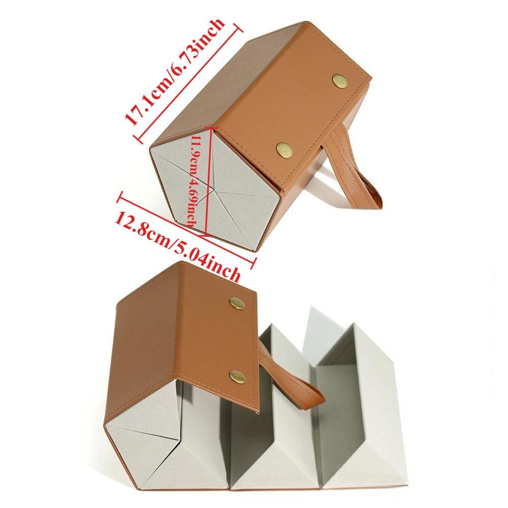 Portable Multi-Grid Foldable Glasses Organizer Travel Leather Eyeglasses Holder Display Storage Bags Jewelry Storage Organizer